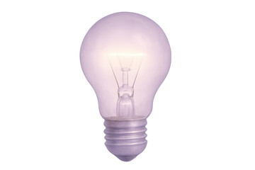 Fototapeta premium Glowing light bulb isolated on transparent background, representing ideas, solutions, and creativity