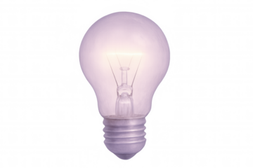 Glowing light bulb isolated on transparent background, representing ideas, solutions, and creativity