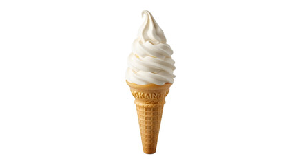 Vanilla Ice Cream Cone Isolated on Transparent Background. American food