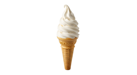 Vanilla Ice Cream Cone Isolated on Transparent Background. American food