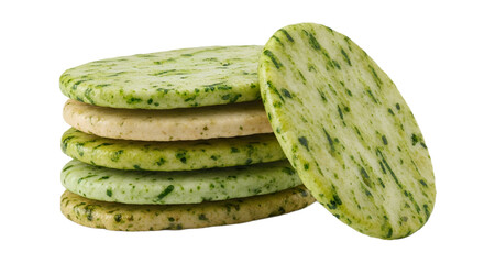 Stack of Rice Crackers Isolated on Transparent Background. Japanese food