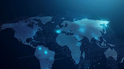 vector of dotted world map in futuristic style, concept of communication world