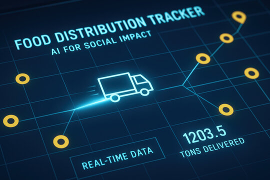 Food distribution tracker uses ai for social impact by providing real time data to optimize delivery and improve efficiency in logistics systems - Powered by Adobe