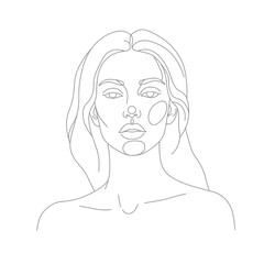 Grey Line Art Portrait of a Woman