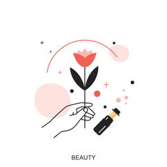 Hand Holding Red Tulip Minimalist Beauty Illustration