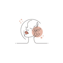 Minimalist Line Art Portrait of a Woman with Floral Detail
