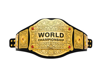 Golden world championship wrestling belt isolated on transparent background