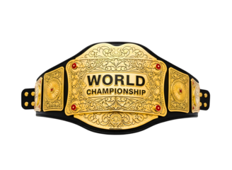 Golden world championship wrestling belt isolated on transparent background