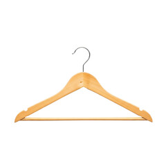 Wooden Clothes Hanger Isolated Against Transparent Background