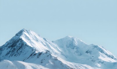show me mountains covered with snow and a light blue background