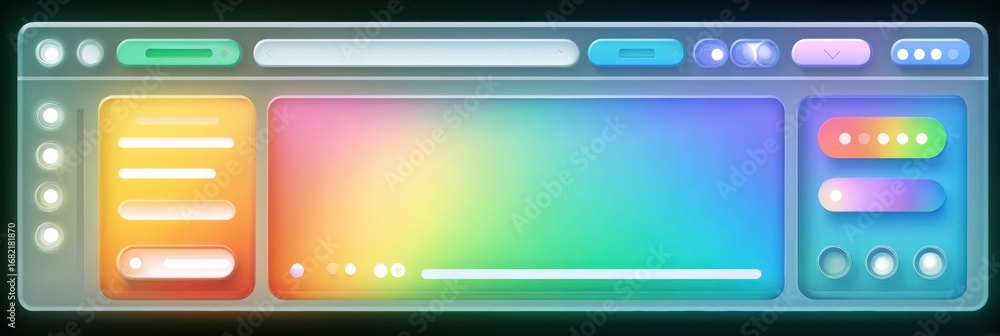 Poster a modern interface features a smooth gradient background with various buttons and sliders designed f