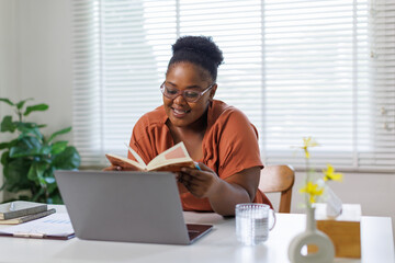 Thinking about how to take the business to technological heights. Cropped shot of an attractive black businesswoman working in her office.Copy space

