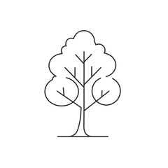 Simple Line Drawing of a Leafless Tree on White Background