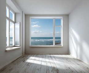 A sun-drenched room with expansive ocean views, showcasing a serene and airy ambiance.