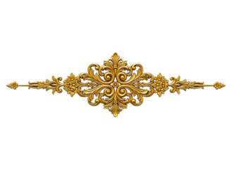 Ornate golden flourish decorative element isolated on transparent background