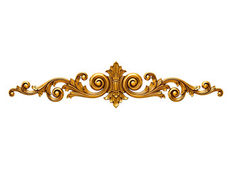 Ornate golden flourish decorative element isolated on transparent background