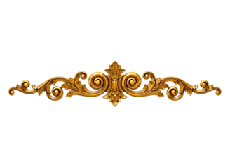 Ornate golden flourish decorative element isolated on transparent background