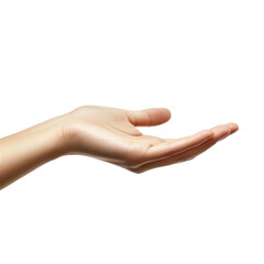 Open Hand Gesture Isolated On Transparent Background Showing Skin Texture and Fine Details of Palm and Fingers