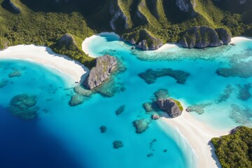 Fototapeta premium Tropical Lagoon Aerial View