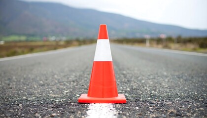 Road cone on a highway