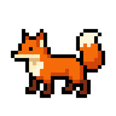 Pixel Art Fox with White-Tipped Tail