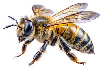 bee on white background. a stunning bumblebee is flying isolated on transparant