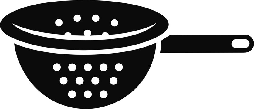 black colander with handle, kitchen utensil clip art preview