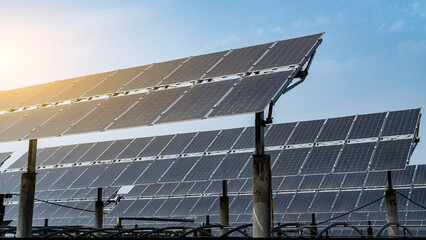 Solar panels for renewable energy generation under clear sky