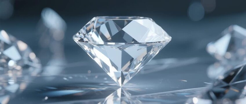 Transparent crystal ice cubes shine like precious gems on a brilliant blue and black background