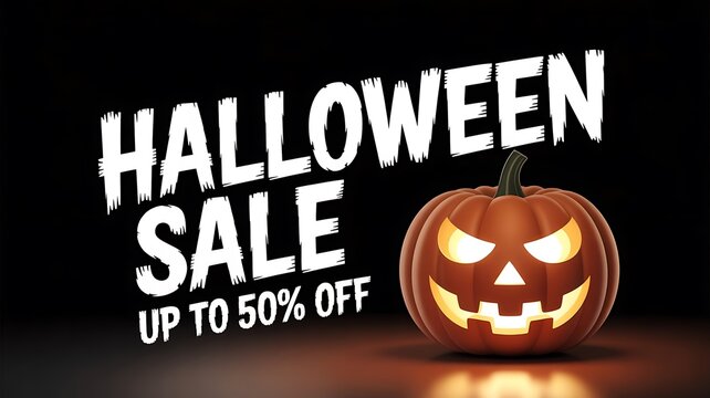 Halloween Sale Promotion Banner Up to Fifty Percent Discount
