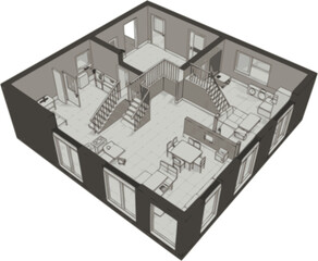 Furniture outline top view. Floor plan icons set for design interior and architectural project. Furniture thin line icon in top view for layout.
