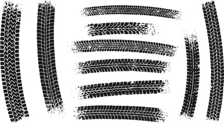 Background with tire wheel marks of cars. Vector illustration
