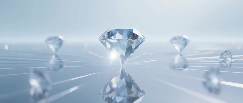 Clear frozen water cubes melt on a cool blue surface