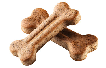 A pair of tasty, nutritious dog biscuits shaped like bones, perfect for rewarding your furry friend and promoting dental health.