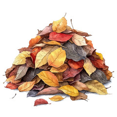 watercolor vector of Autumn Leaf Pile, isolated on a white background.