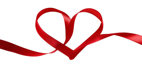 A beautiful red ribbon shaped into a heart, symbolizing love and affection. Perfect for romantic occasions and gifts.