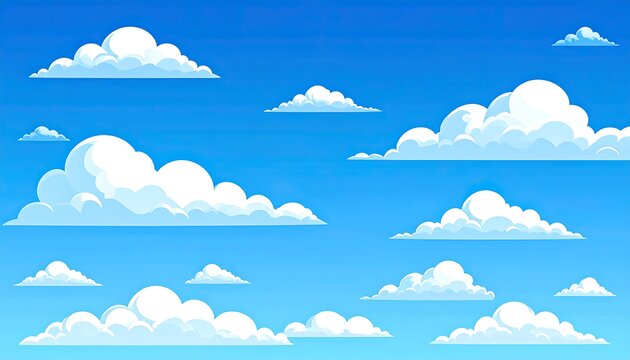 Cartoon clouds in a vibrant blue sky