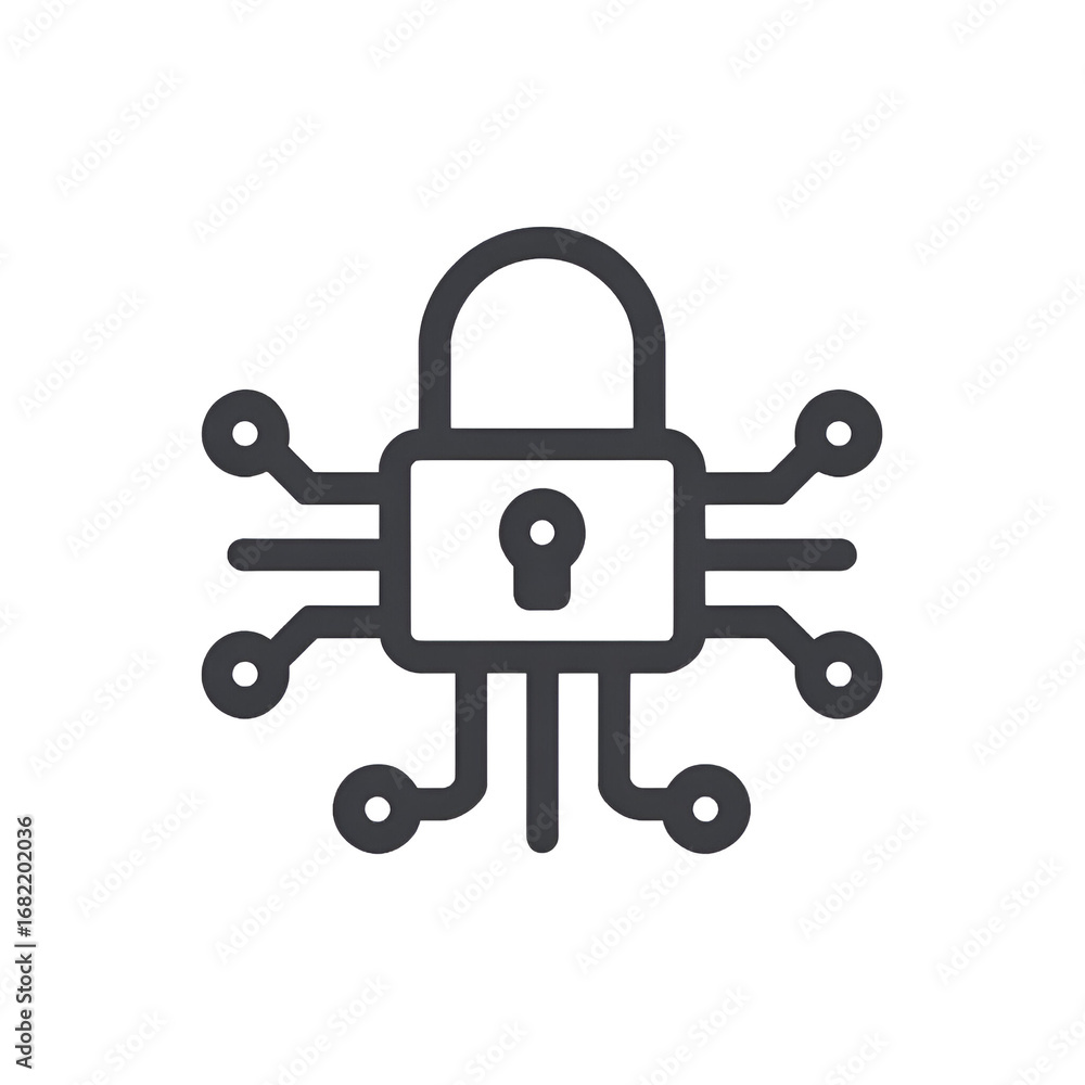 Aufkleber a symbolic representation of cybersecurity with a padlock and circuit board design, emphasizing prot