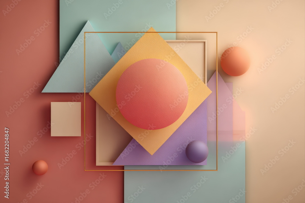 Aufkleber abstract gradient background with geometric shapes and soft pastel tones, space for text