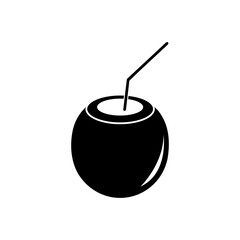 Coconut cocktail icon vector flat black simple illustration for web and app..eps