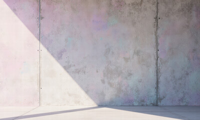 Modern Concrete Wall with Pastel Hues and Dramatic Light Shadow