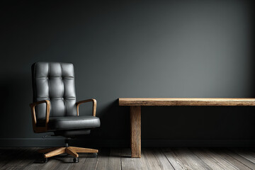 Elegant 3d rendered office chair and desk in modern corporate workspace