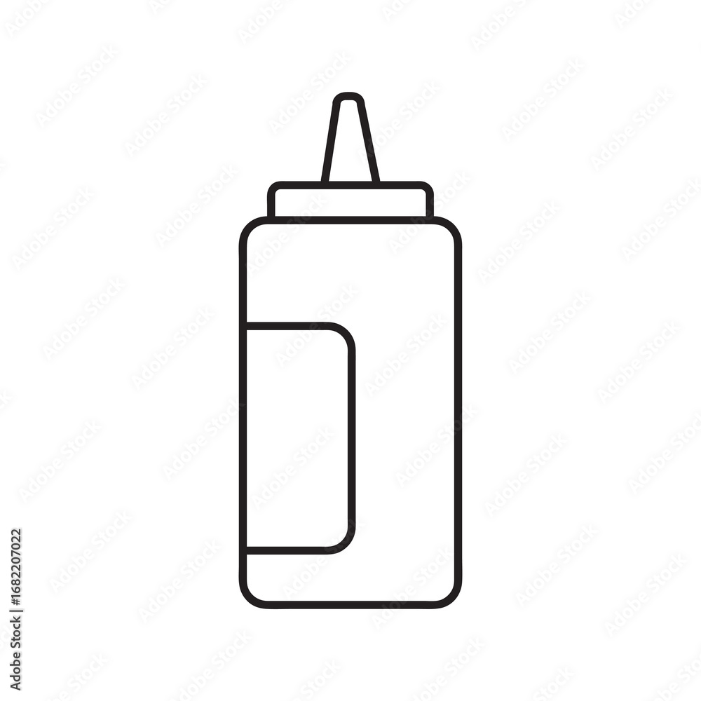 Poster ketchup bottle line icon, outline vector sign, linear simple illustration for web and app..eps