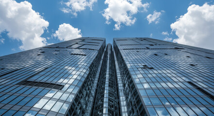Fototapeta premium Modern skyscrapers against a cloudy sky