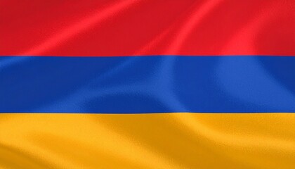 Fototapeta premium Armenian flag—horizontal tricolor of red, blue, and orange; symbol of national pride, resilience, peace, and creativity.