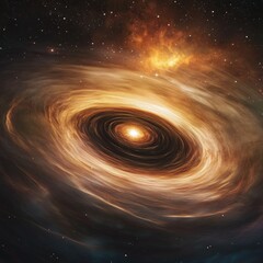 Swirling cosmic vortex with bright center in a vast and star filled space a celestial phenomenon