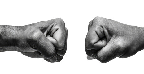 Two fists clenched, close-up, grayscale