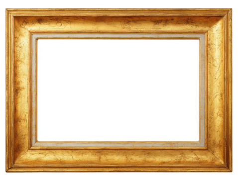 Gold-toned picture frame with light gray mat - Powered by Adobe