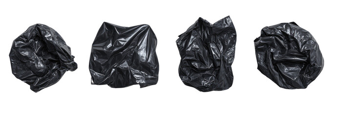 Crumpled black plastic bags