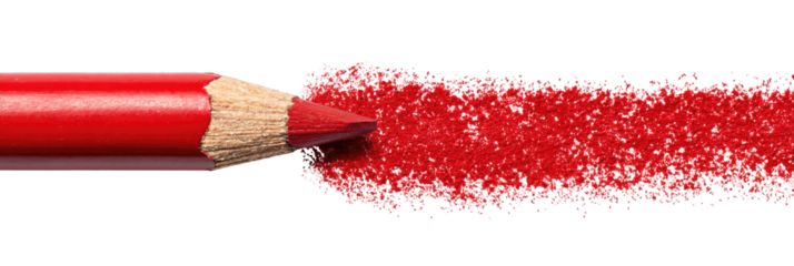 Red lip pencil leaving a vibrant red mark